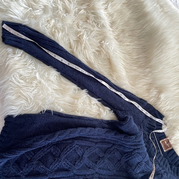 Pink rose navy blue chunky cable knit ribbed knitted crew neck Tunic sweater S - Picture 17 of 17